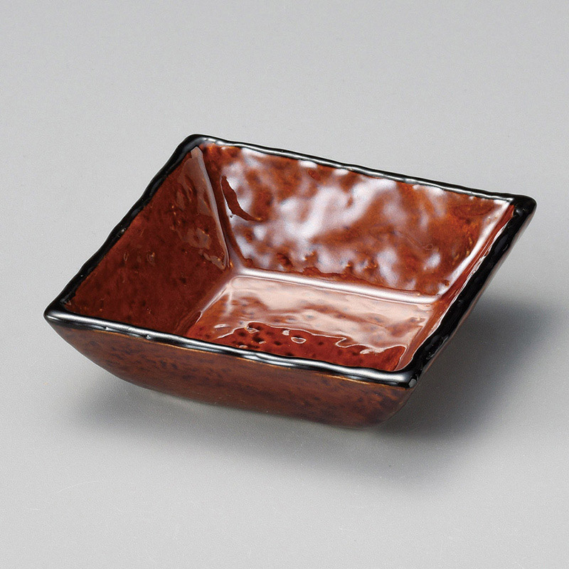 山万 12211-130 アメ釉正角小付  1個（ご注文単位1個）【直送品】