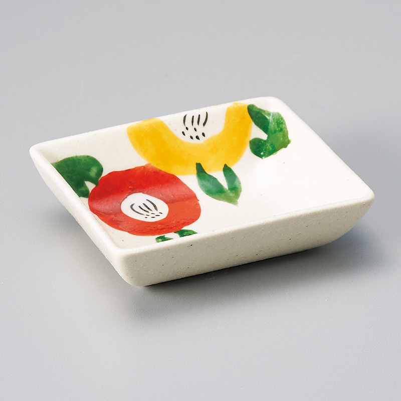 山万 11823-570 赤絵椿 角小付 1個（ご注文単位1個）【直送品】