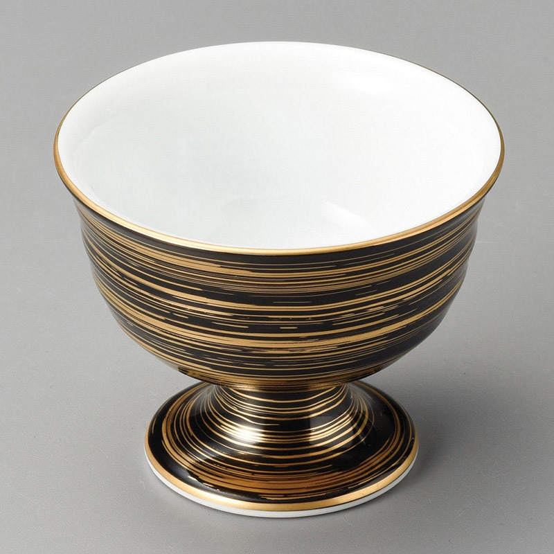 山万 12002-430 黒金渦高台小鉢  1個（ご注文単位1個）【直送品】