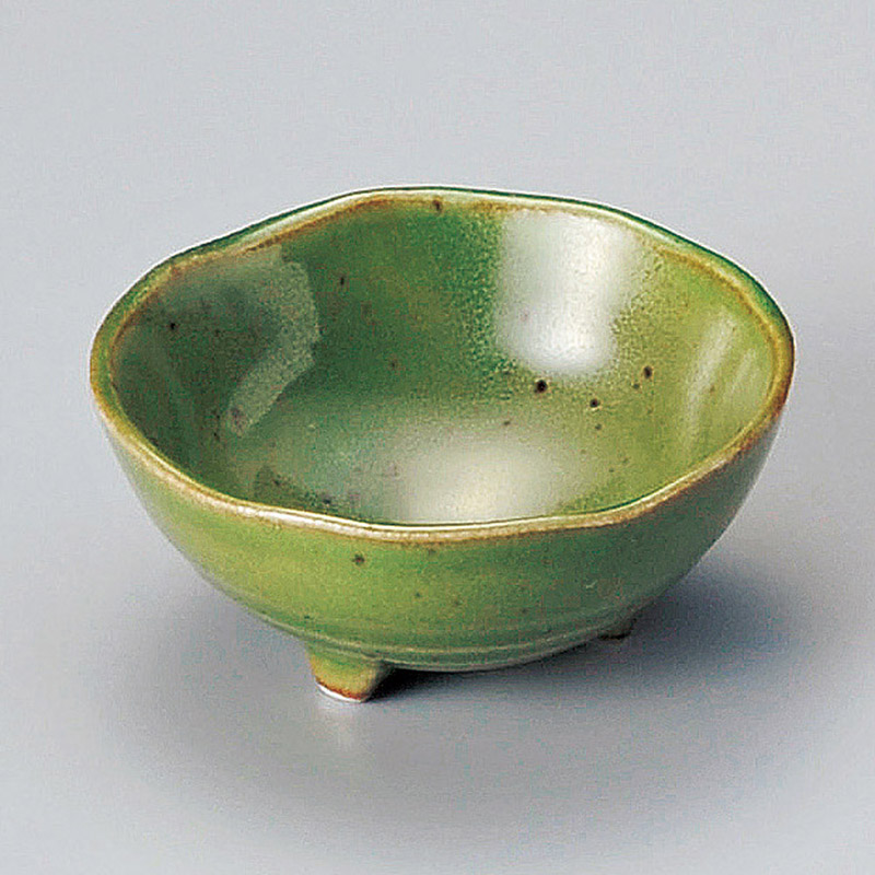 山万 12332-130 緑釉斑点三ッ足小付  1個（ご注文単位1個）【直送品】