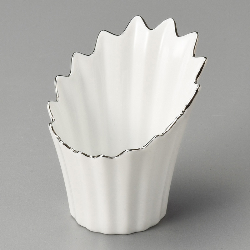 山万 11911-250 オブリーク小付 渕プラチナ白 1個（ご注文単位1個）【直送品】