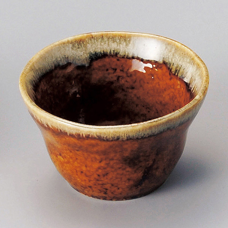 山万 12330-130 アメ釉白流し反型小付  1個（ご注文単位1個）【直送品】