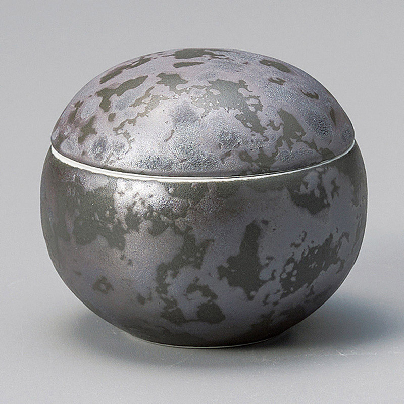 山万 12612-170 いぶし銀タタキ丸蓋物  1個（ご注文単位1個）【直送品】