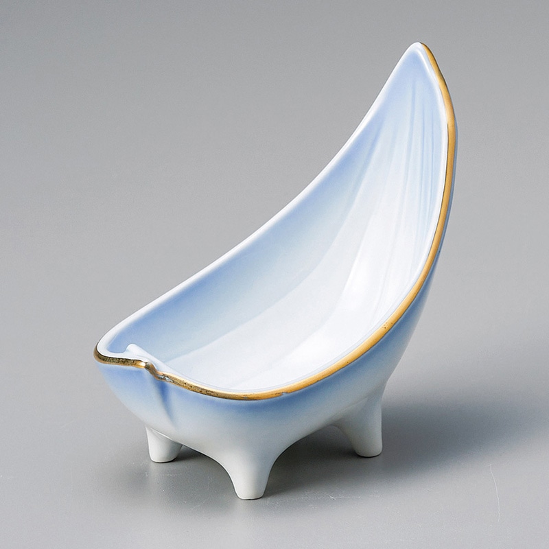 山万 12616-250 渕金コバルト吹笹型中付  1個（ご注文単位1個）【直送品】