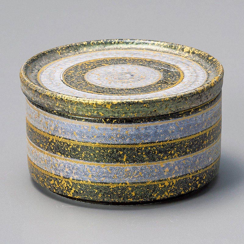 山万 12605-450 黒耀青緑金散し蓋物 中 1個（ご注文単位1個）【直送品】