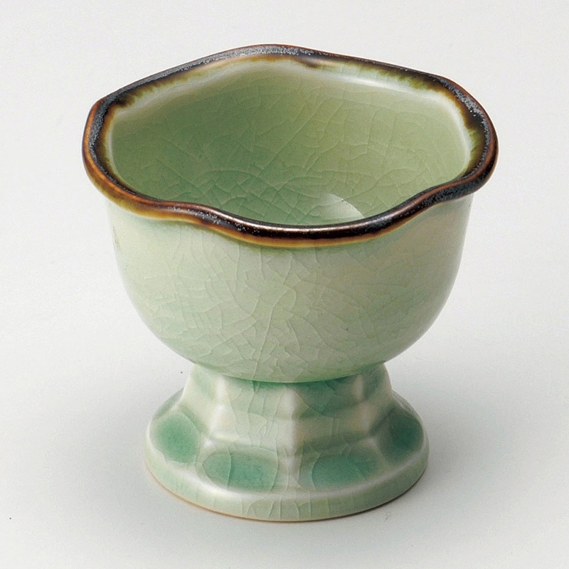 山万 12850-550 ビードロ灰釉渕錆梅型高台珍味  1個（ご注文単位1個）【直送品】