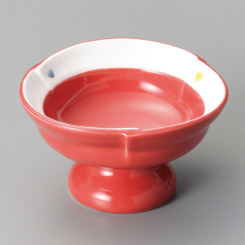 山万 12822-250 赤釉水玉高台千代久  1個（ご注文単位1個）【直送品】