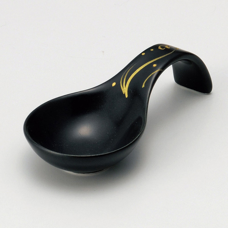 山万 12826-450 黒釉波画置き珍味  1個（ご注文単位1個）【直送品】