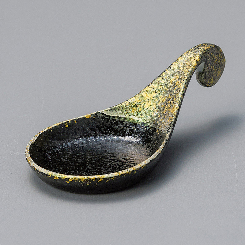 山万 12833-450 黒耀緑金銀彩レンゲ珍味 大 1個（ご注文単位1個）【直送品】