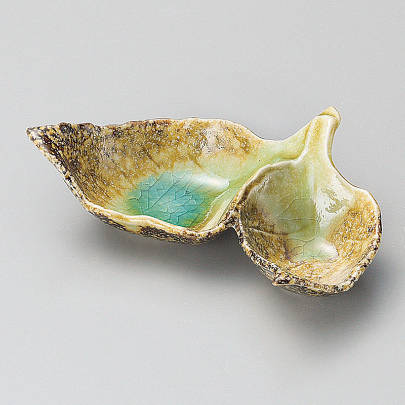 山万 13039-130 緑彩双葉小付  1個（ご注文単位1個）【直送品】