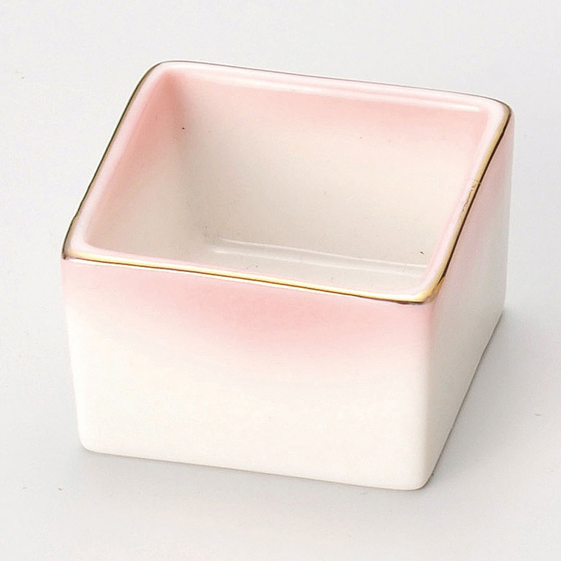 山万 13135-410 渕金ピンク吹角型珍味入  1個（ご注文単位1個）【直送品】