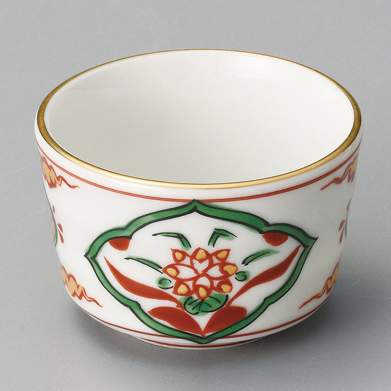 山万 13005-450 間取 赤絵花切立小付 1個（ご注文単位1個）【直送品】