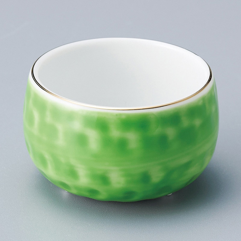 山万 13027-430 グリーン水玉三ッ足珍味(大)  1個（ご注文単位1個）【直送品】