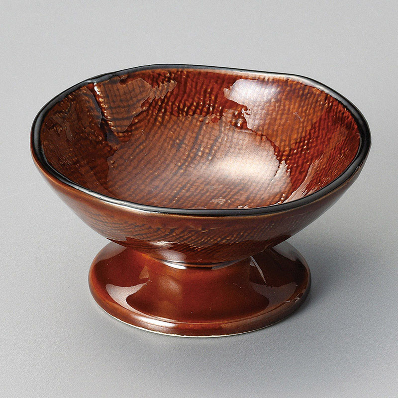 山万 13504-130 アメ釉高台珍味  1個（ご注文単位1個）【直送品】