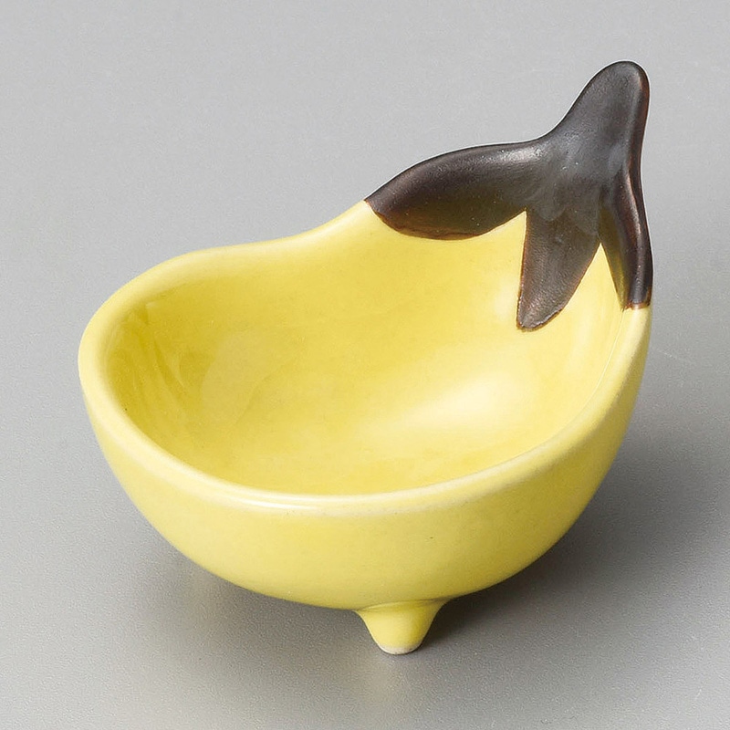 山万 13447-130 黄釉ナス型珍味  1個（ご注文単位1個）【直送品】