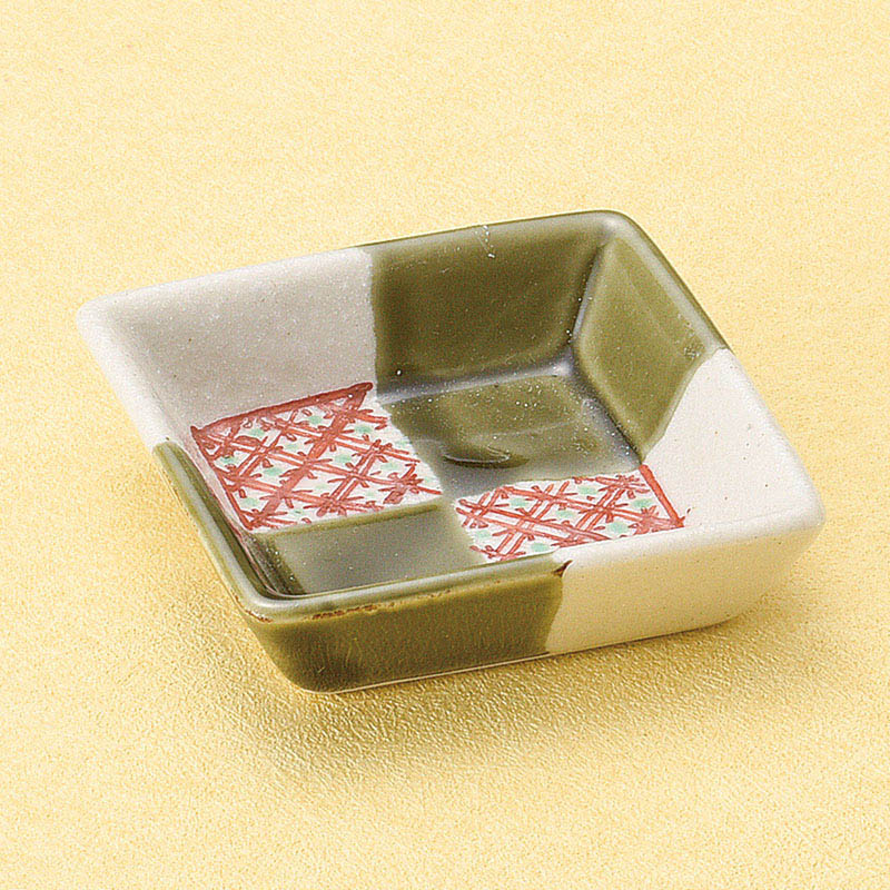 山万 13618-570 赤絵市松手塩皿  1個（ご注文単位1個）【直送品】