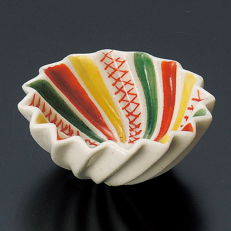 山万 13627-570 赤絵菊型三色珍味  1個（ご注文単位1個）【直送品】