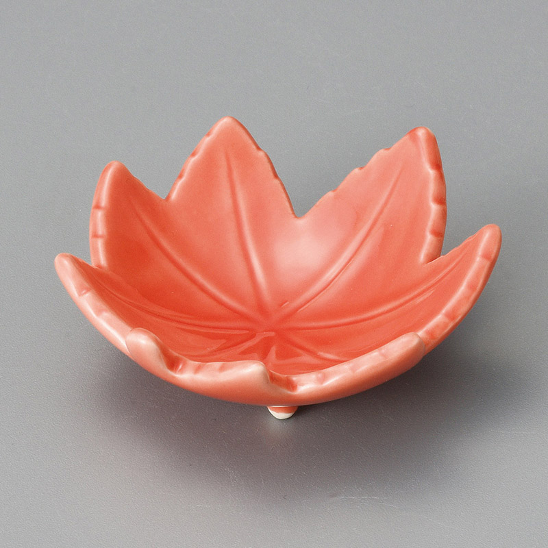 山万 13916-250 オレンジ釉楓型7センチ珍味  1個（ご注文単位1個）【直送品】