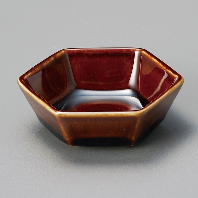 山万 13933-580 アメ釉六角一品  1個（ご注文単位1個）【直送品】