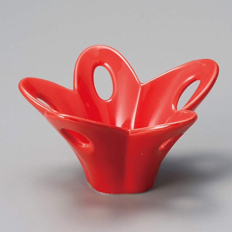 山万 14005-170 透かし花型(レッド)珍味  1個（ご注文単位1個）【直送品】