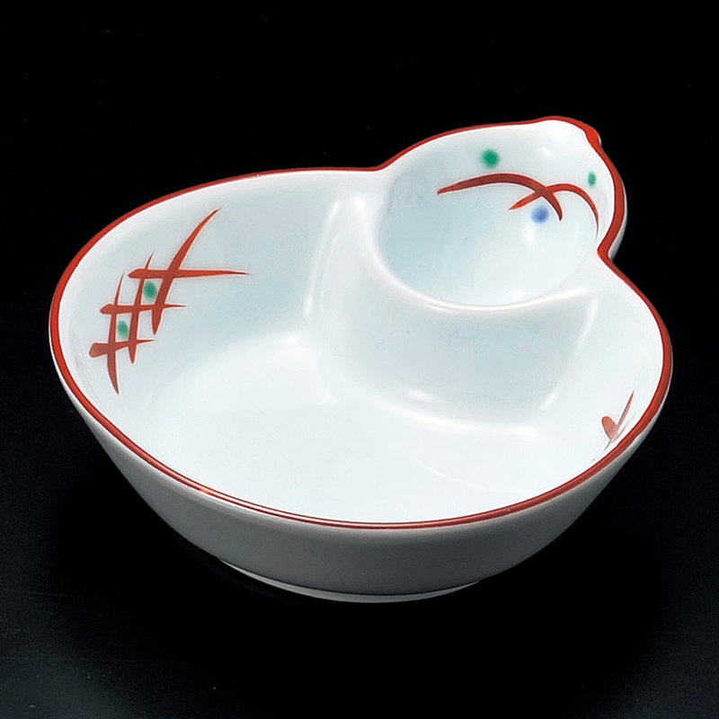 山万 14506-550 赤絵武蔵野ひさご型鉢  1個（ご注文単位1個）【直送品】