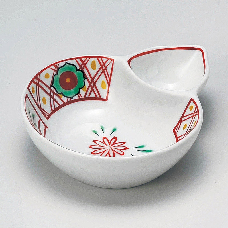 山万 14509-180 赤絵万歴仕切付ひさご鉢  1個（ご注文単位1個）【直送品】