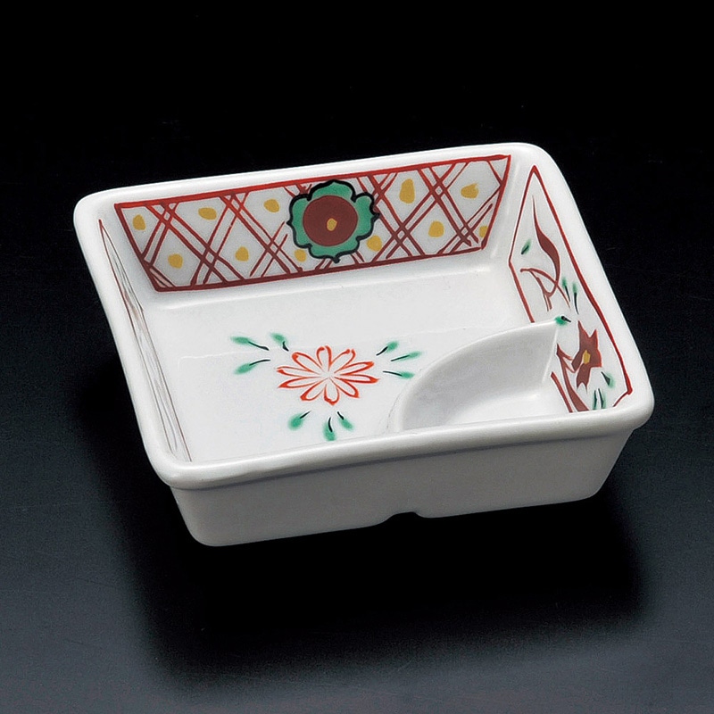 山万 14518-180 赤絵万歴仕切付四角鉢  1個（ご注文単位1個）【直送品】