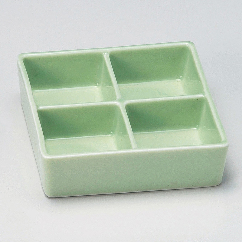 山万 14501-140 ヒワ釉四つ切り角鉢  1個（ご注文単位1個）【直送品】