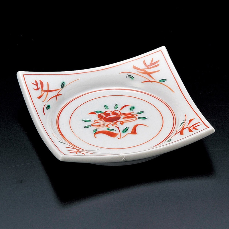 山万 14802-140 赤絵四方皿  1個（ご注文単位1個）【直送品】