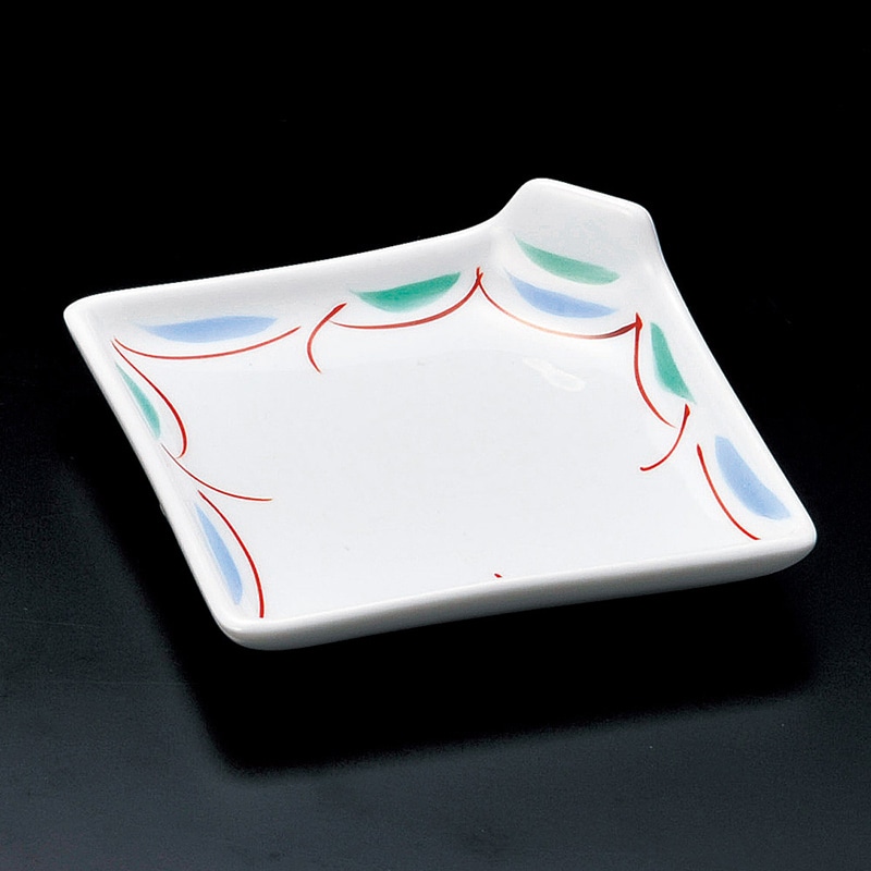 山万 14810-550 赤絵すだれ角折型皿  1個（ご注文単位1個）【直送品】