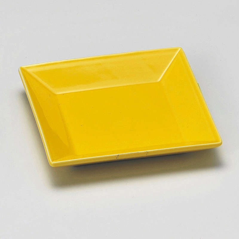 山万 14727-430 黄正角銘々皿  1個（ご注文単位1個）【直送品】