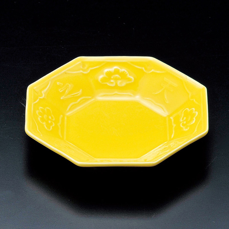 山万 14910-180 黄釉八角皿  1個（ご注文単位1個）【直送品】