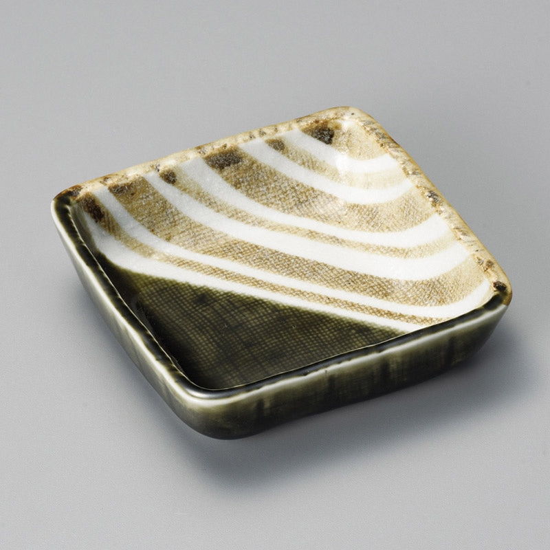 山万 14728-550 織部ストライプ4.0正角鉢  1個（ご注文単位1個）【直送品】