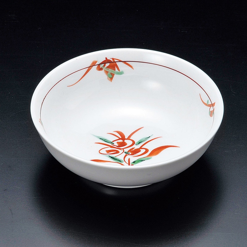 山万 14702-140 手描き赤絵花丸小鉢  1個（ご注文単位1個）【直送品】