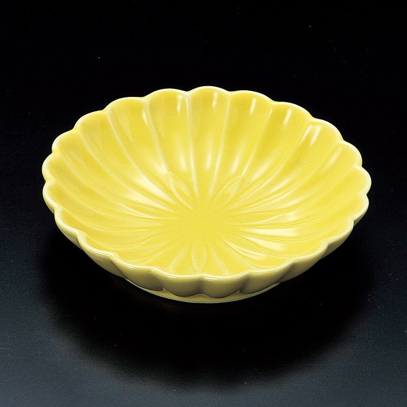 山万 15026-180 黄色菊型皿  1個（ご注文単位1個）【直送品】