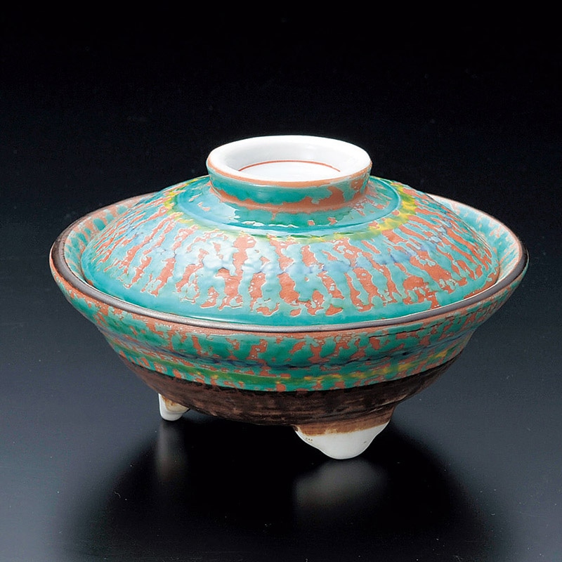 山万 15214-140 三彩三足フタ向  1個（ご注文単位1個）【直送品】