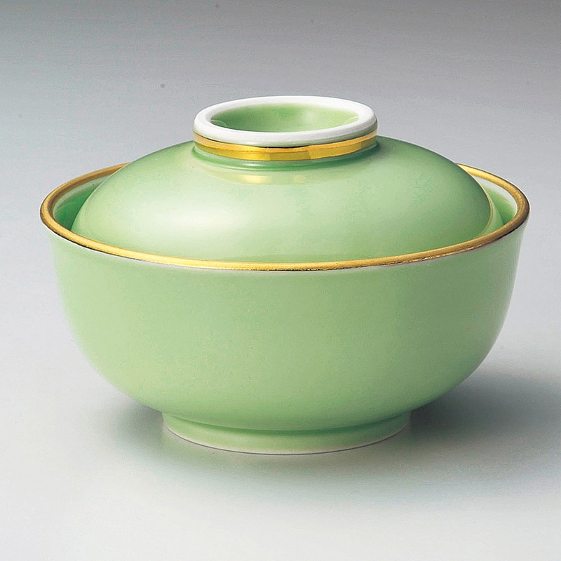 山万 15415-730 渕金グリーン釉蓋物(有田焼)  1個（ご注文単位1個）【直送品】