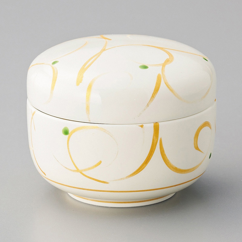 山万 16114-450 黄地金唐草紋夏目型蒸し碗  1個（ご注文単位1個）【直送品】