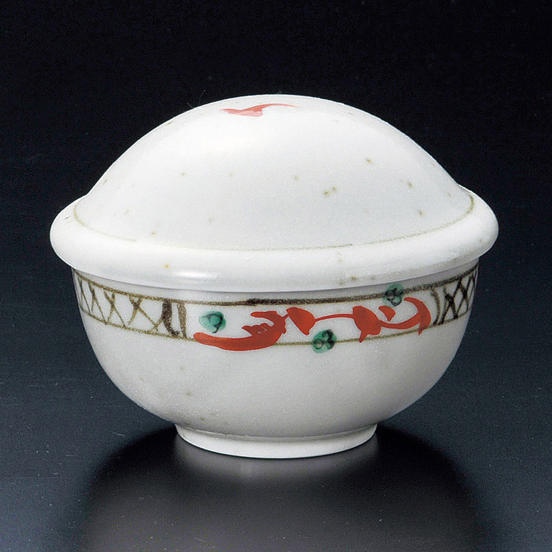 山万 16014-140 赤絵草花姫フタ物  1個（ご注文単位1個）【直送品】