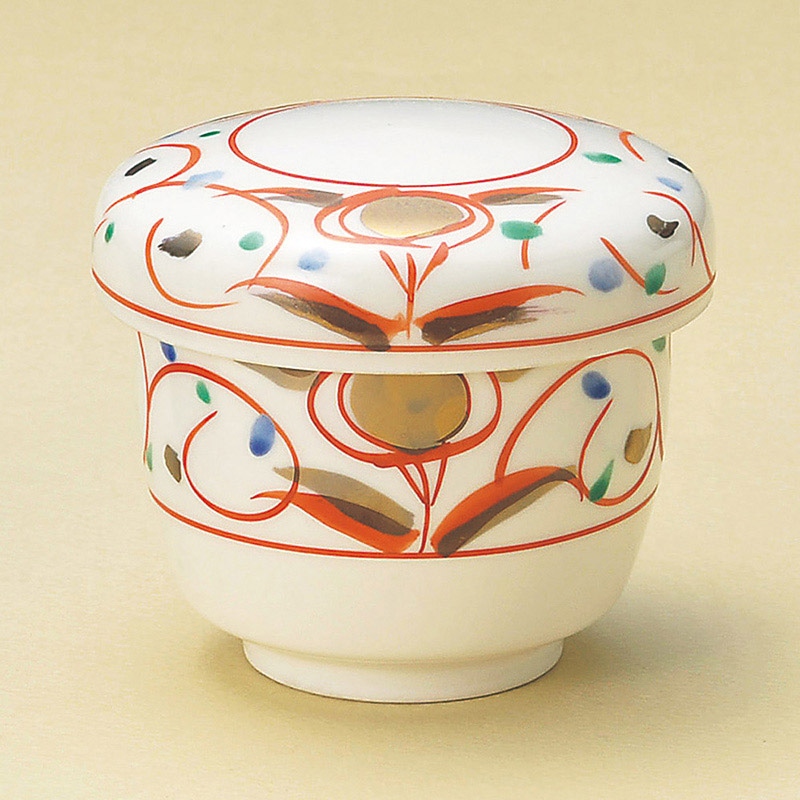 山万 16010-550 赤絵華紋蒸し碗  1個（ご注文単位1個）【直送品】