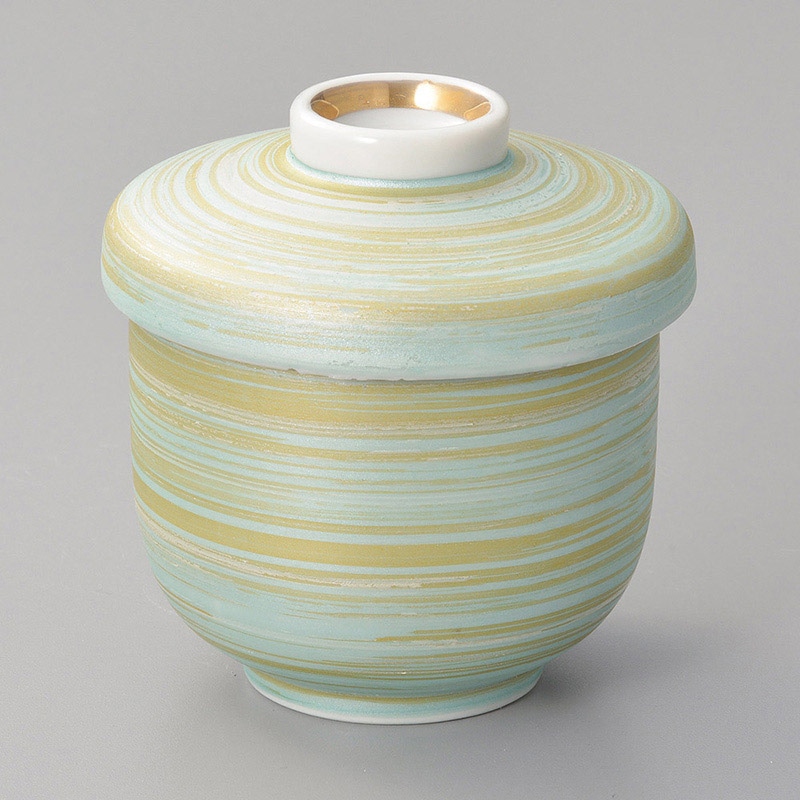 山万 16011-130 緑巻金彩刷毛むし碗  1個（ご注文単位1個）【直送品】