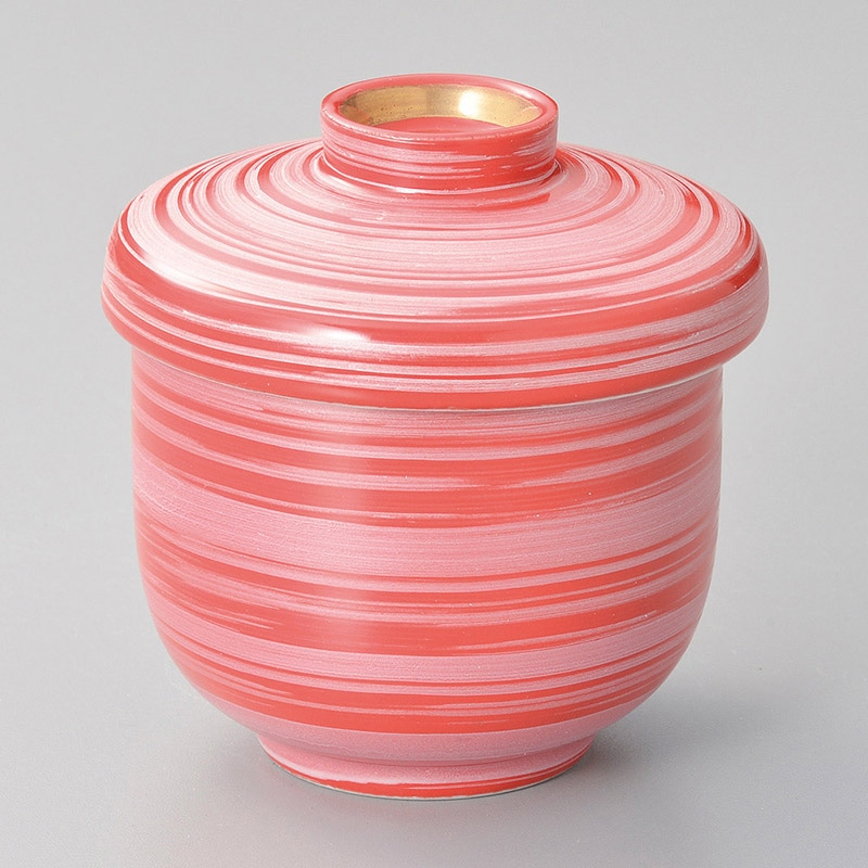 山万 16020-130 赤釉銀彩刷毛小むし碗  1個（ご注文単位1個）【直送品】