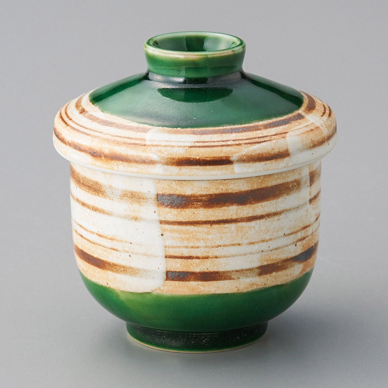 山万 16204-130 織部流しむし碗  1個（ご注文単位1個）【直送品】