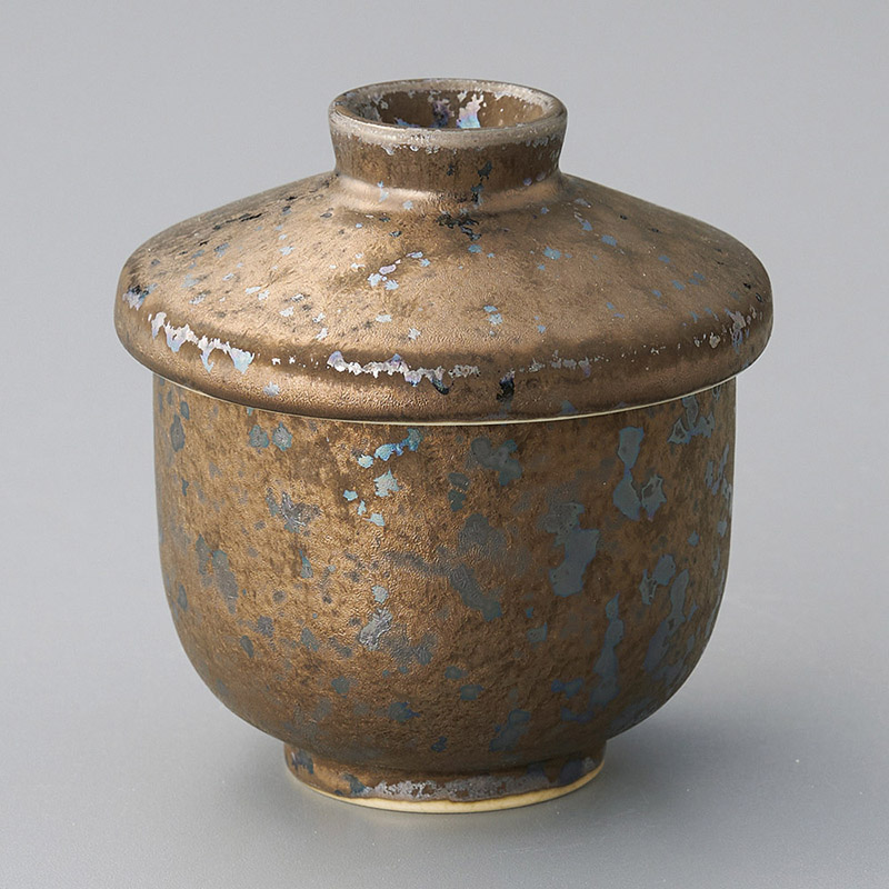 山万 16211-130 茶金釉むし碗  1個（ご注文単位1個）【直送品】