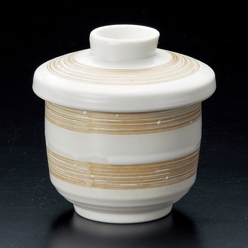 山万 16220-550 白マット刷毛目むし碗  1個（ご注文単位1個）【直送品】