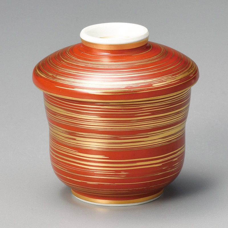 山万 16403-430 赤金刷毛ミニ蒸し碗  1個（ご注文単位1個）【直送品】