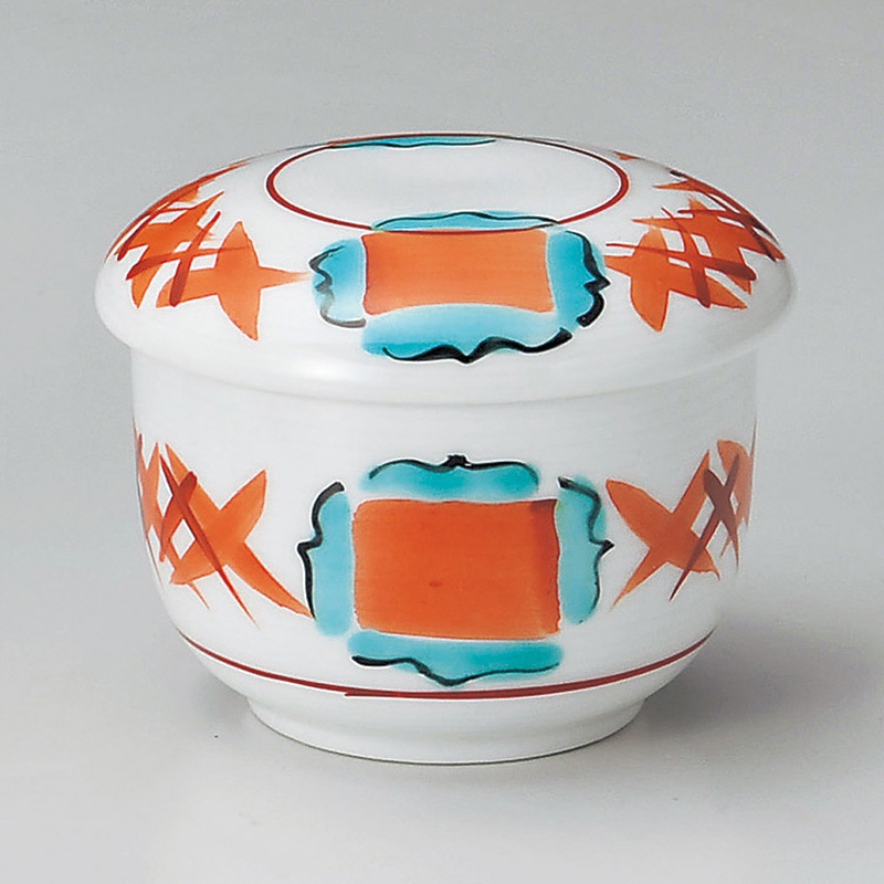 山万 16517-580 赤絵連鎖むし碗  1個（ご注文単位1個）【直送品】