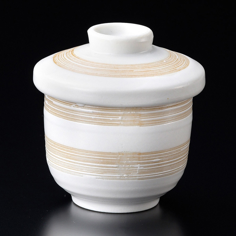 山万 16727-550 白マット刷毛目むし碗(小)  1個（ご注文単位1個）【直送品】