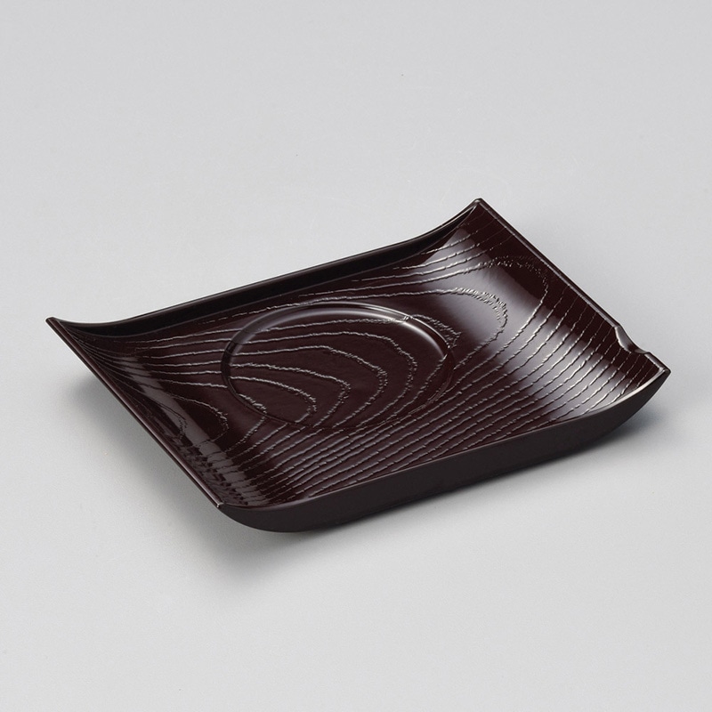 山万 16735-800 [A]羽反木目茶碗むし台 新溜 1個（ご注文単位1個）【直送品】