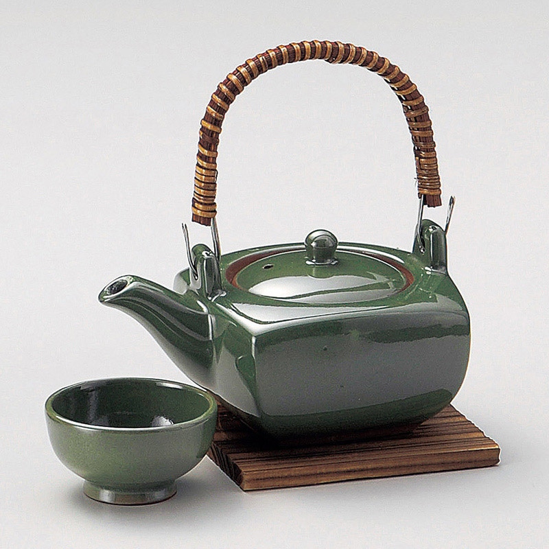 山万 16813-640 グリーン角形土瓶むし  1個（ご注文単位1個）【直送品】